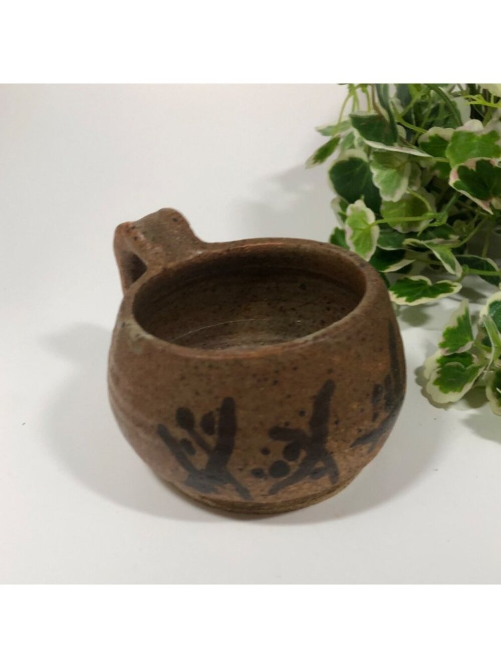 Rustic Handmade Stoneware Mug Earthy Brown Cup Signed SG Pottery